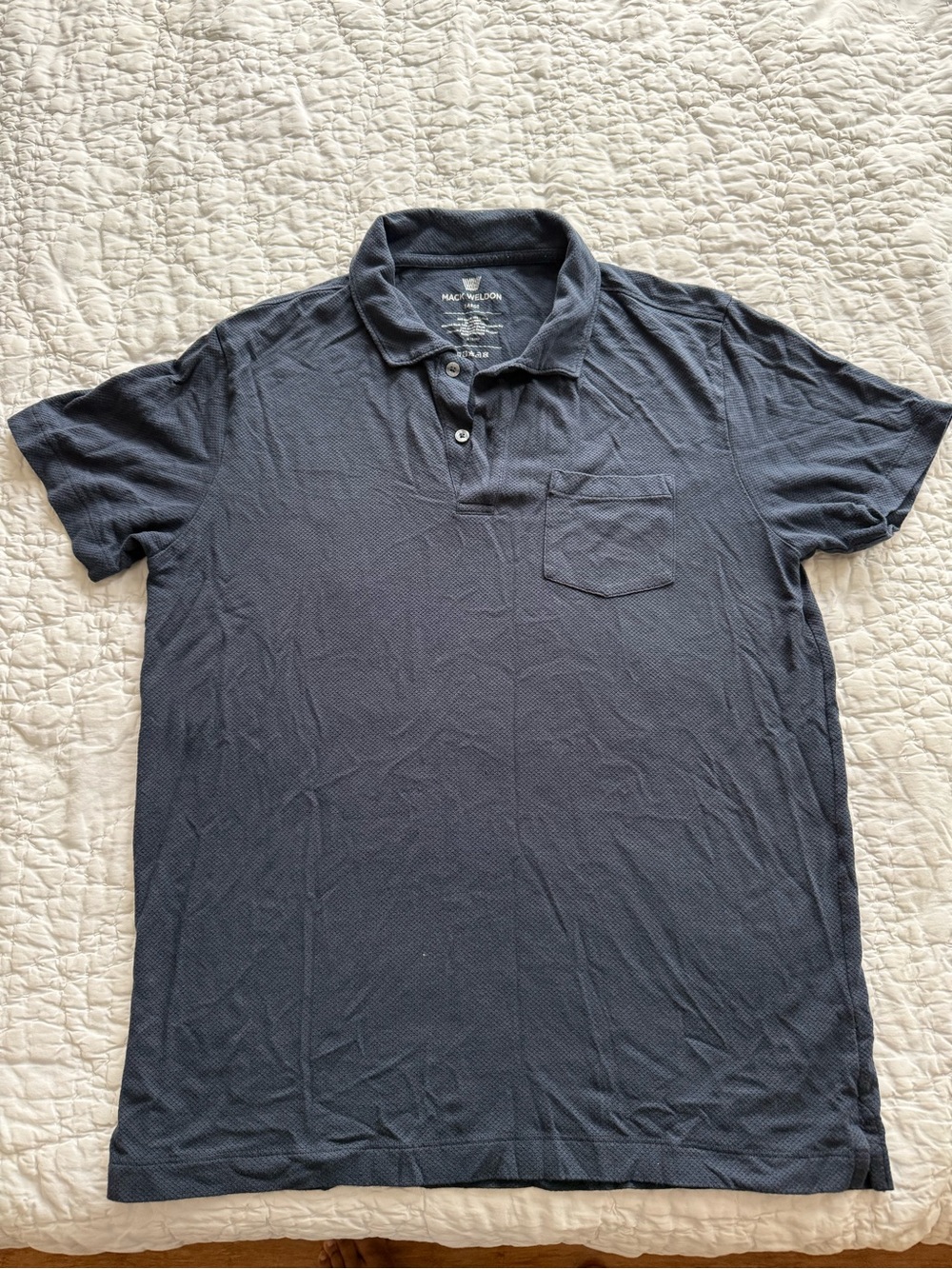 Mack Weldon Navy Short-Sleeve Polo with Chest Pocket